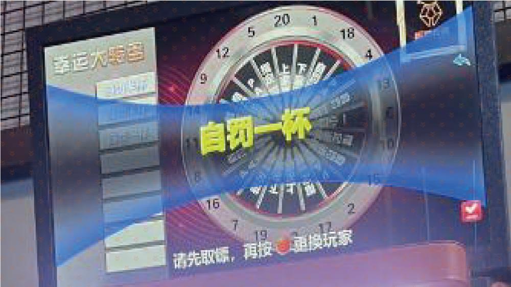 靶盘自动旋转，玩家投中相应的惩罚画面